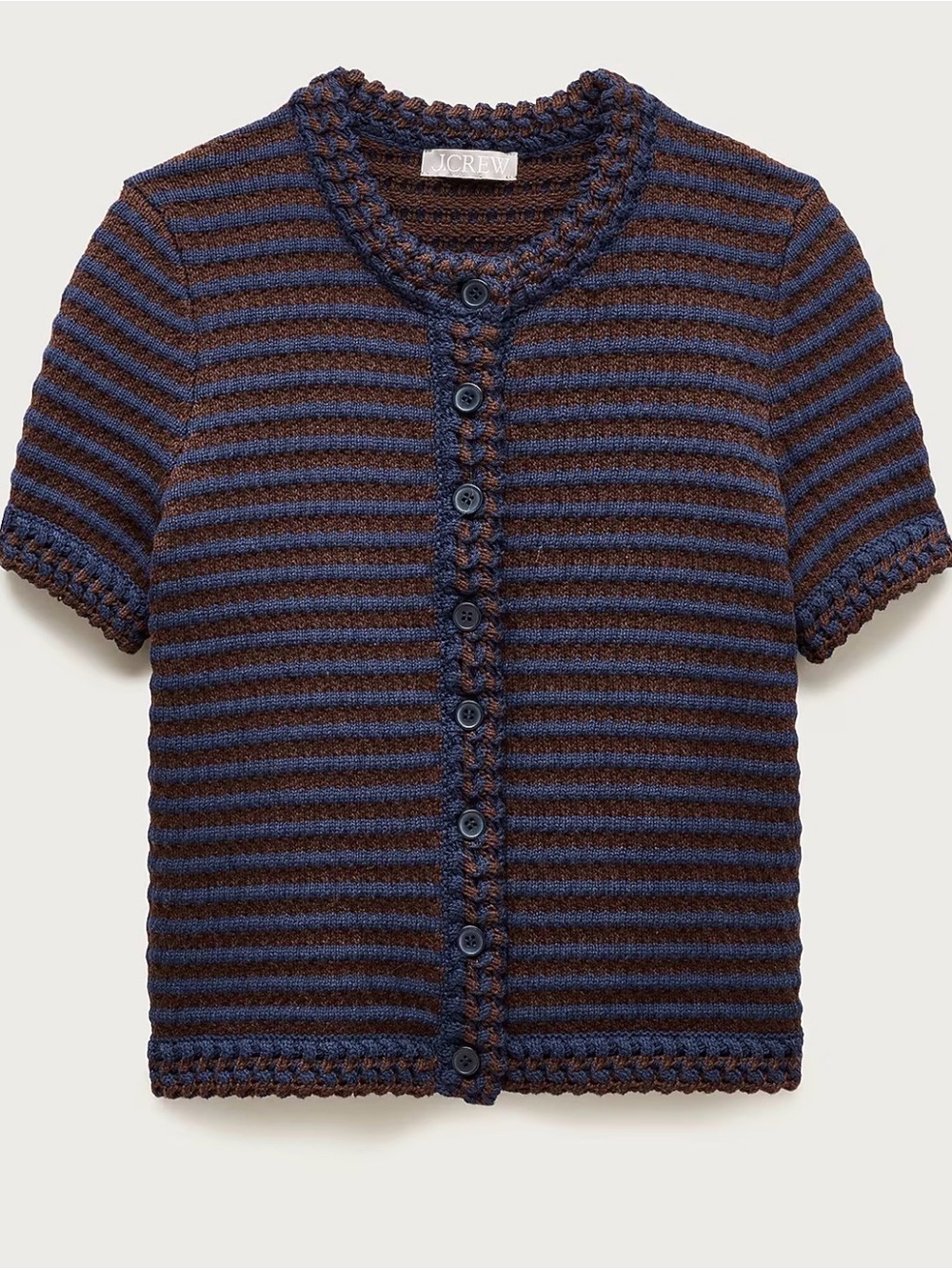 J CREW SIZE S Crochet short-sleeve cardigan in stripe CR340 $98